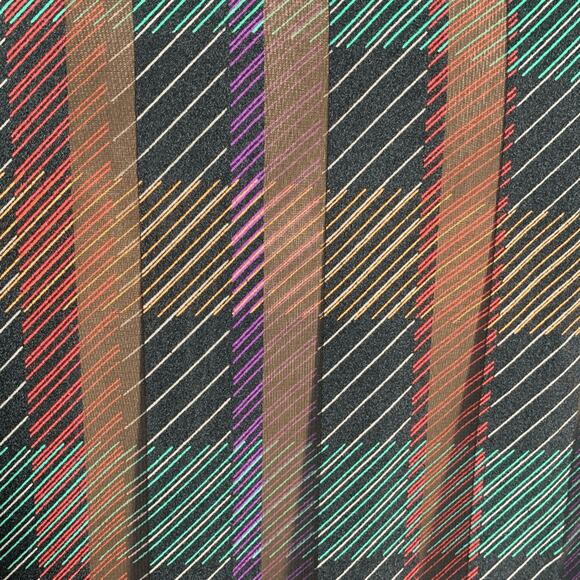 Vintage Notations Burgundy Plaid Blouse Satin Button Shoulder Long Sleeve Large - Picture 9 of 11